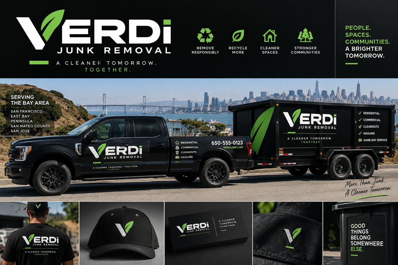 Verdi Junk Removal branded truck concept in the Bay Area