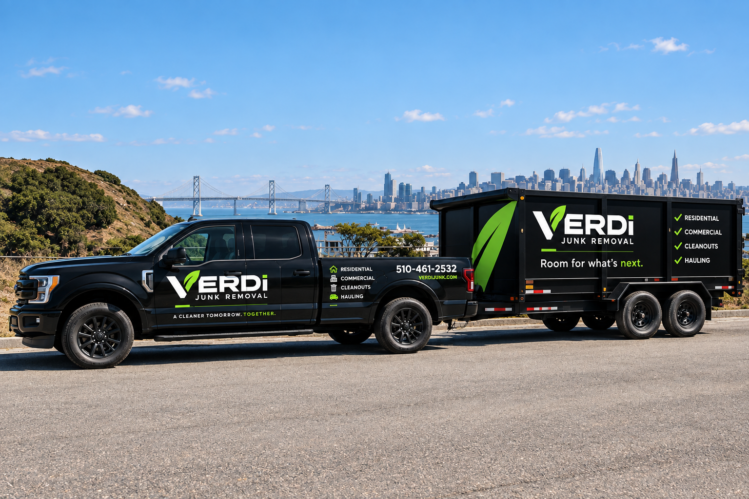 Verdi Junk Removal branded truck concept in the Bay Area